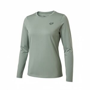 FOX Racing Womens Small Top Sage Green Long Sleeve T-Shirt Crew Neck Fox Head